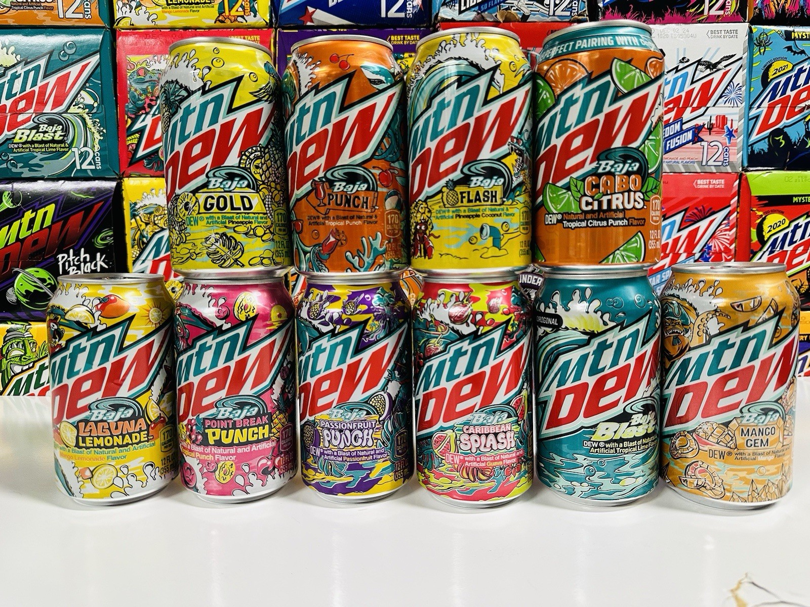 *Rare* Mountain Dew Baja Blast Collection - All 10 Bajas - 10 Full 12oz Cans
