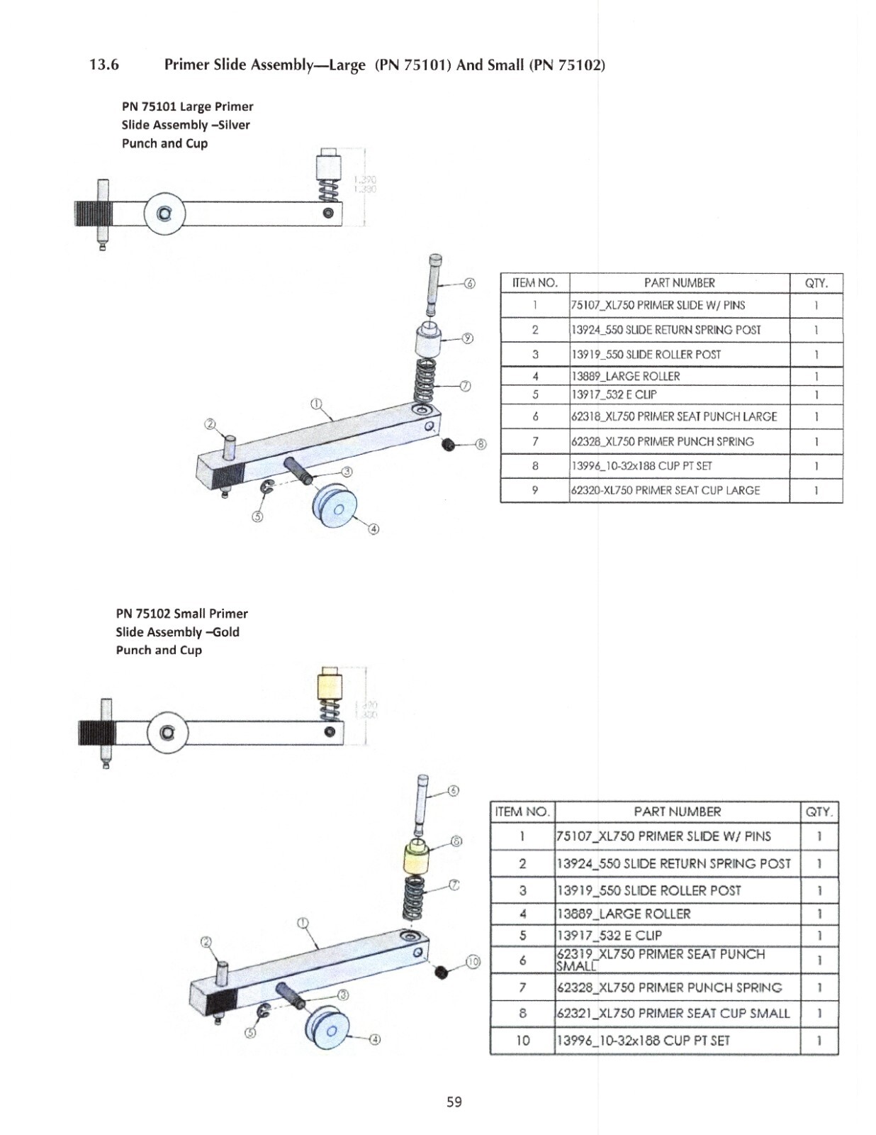 Dillon XL750 Primer Slide Assembly - Small 75102