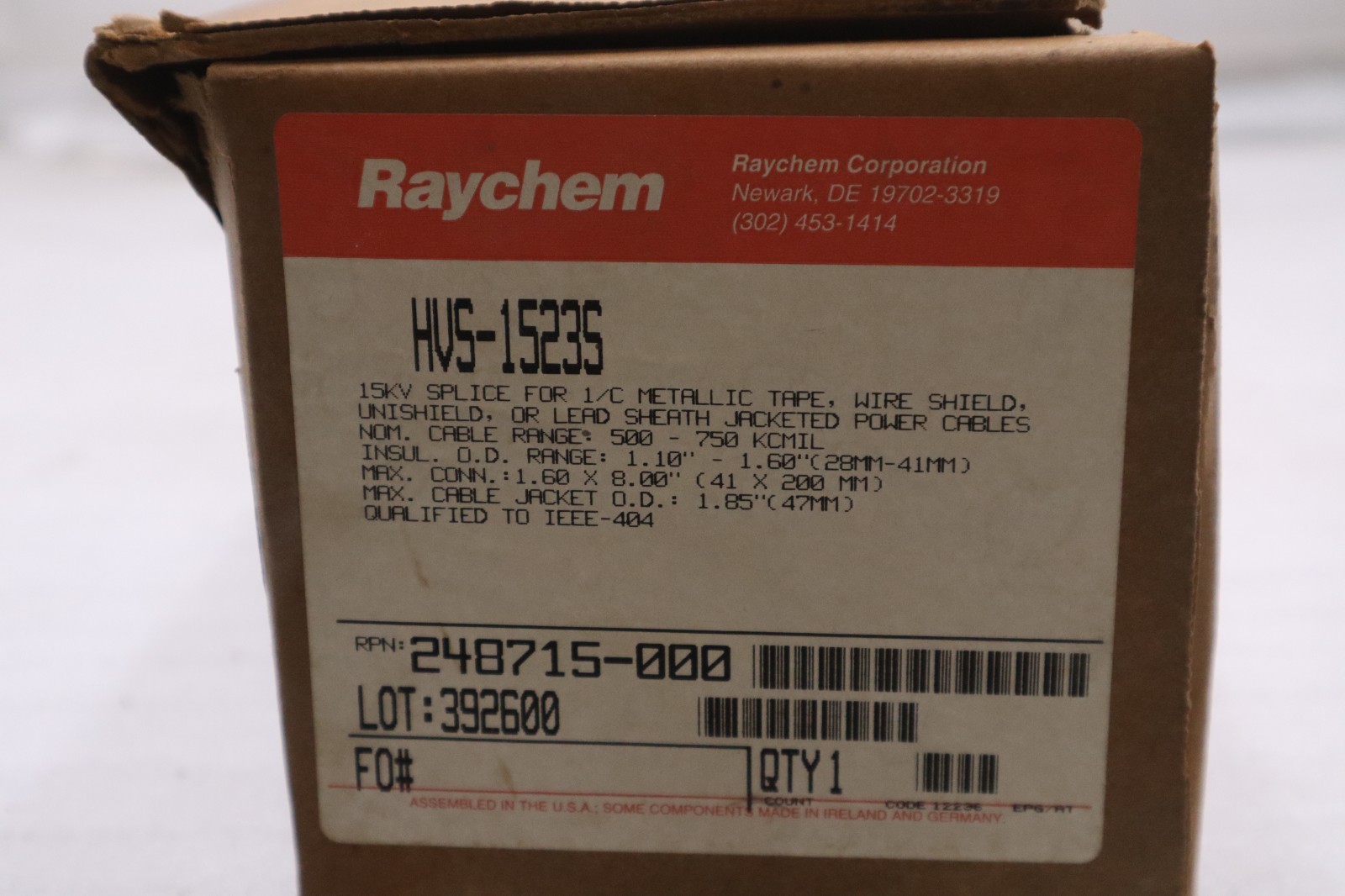 RAYCHEM HVS-1523S SHIELDED POWER CABLE JOINT HEAT SHRINK SPLICE KIT #GF517