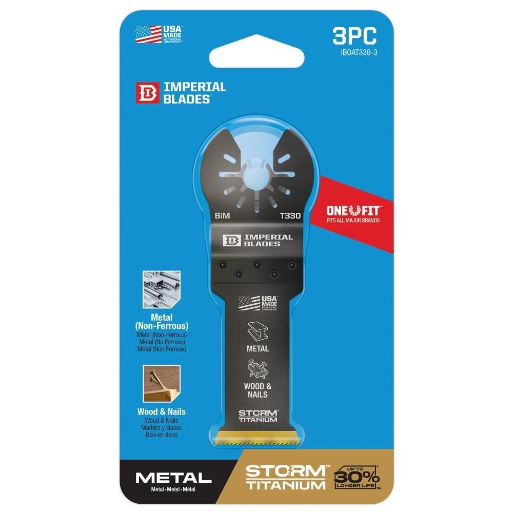 Imperial Blades One Fit 1-1/8" Storm Titanium Metal Blade, 3 Pack (IBOAT330-3)