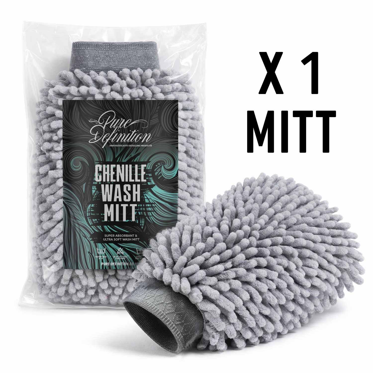 Chenille Wash Mitt Luxury Microfibre Noodle Car Washing Cleaning Pure Definition