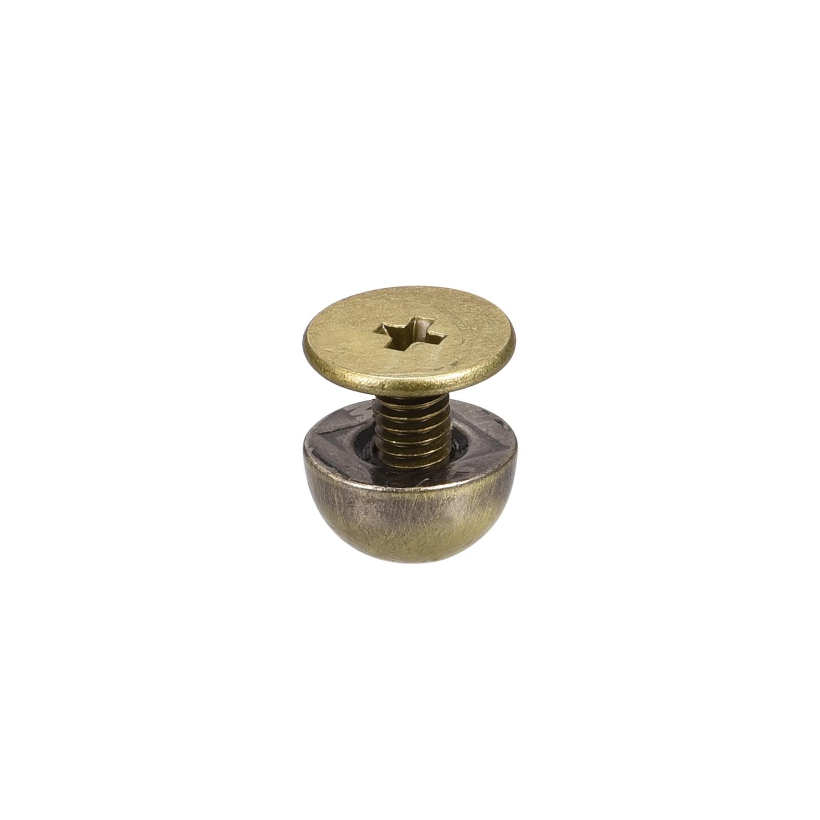 8x5mm Back Screw Rivets Solid Round Head Leather Studs Tanned 10 Sets