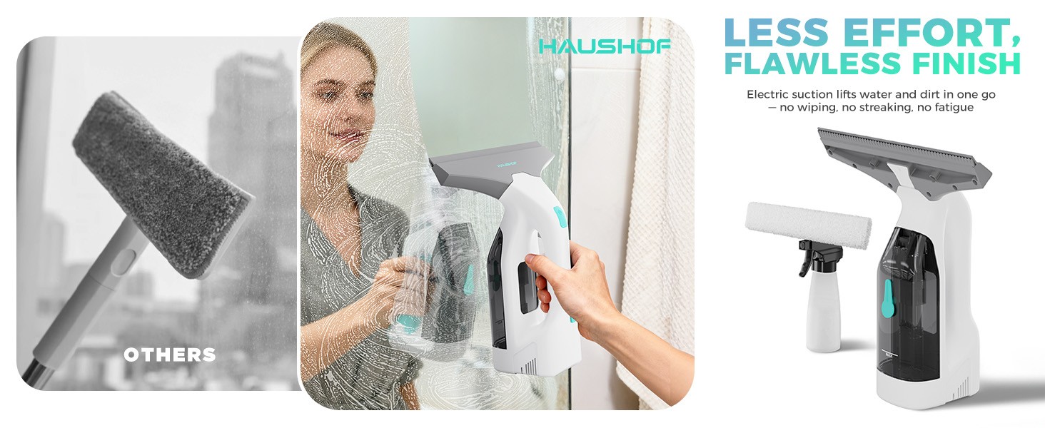 Electric Window Vacuum Squeegee 11", Vacuum Squeegee Cordless Cleaner Tool Set,