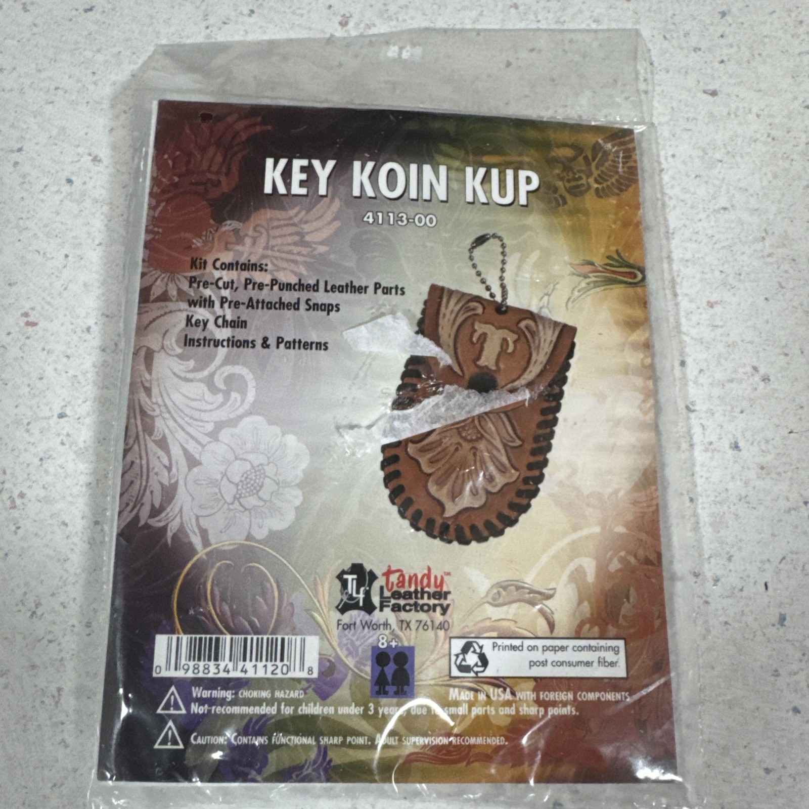 NEW TANDY LEATHER FACTORY CRAFT KIT KEY CHAIN KOIN KUP 4113-00   COIN