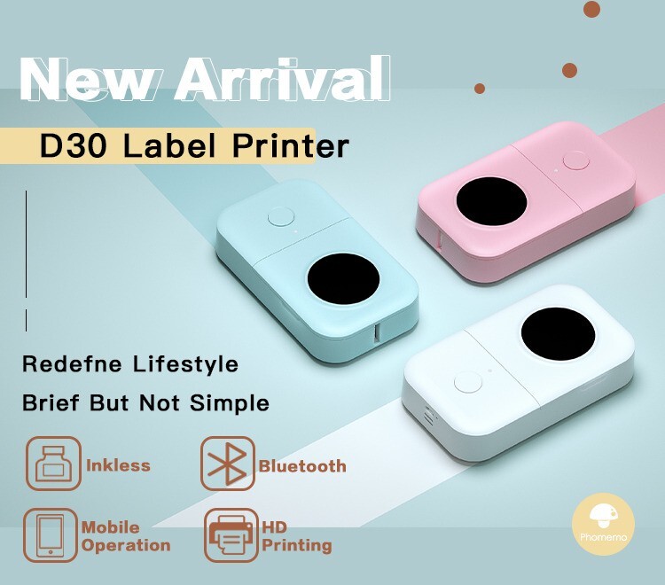 Phomemo D30 Label Maker Machine, Portable Bluetooth Mini Label Printer Handheld