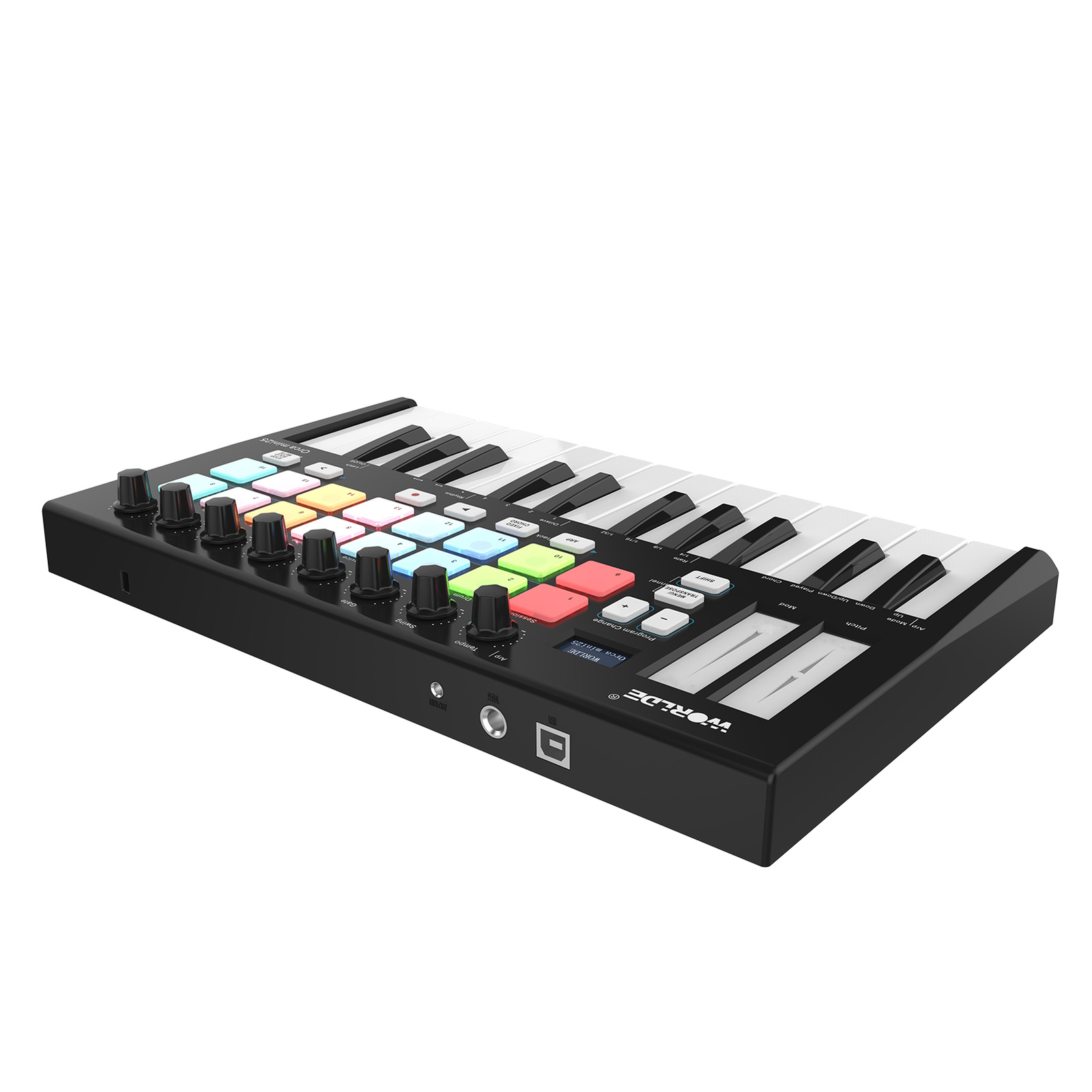 WORLDE Orca mini25 25-Key USB MIDI Keyboard Controller 16 Backlit Trigger Pads