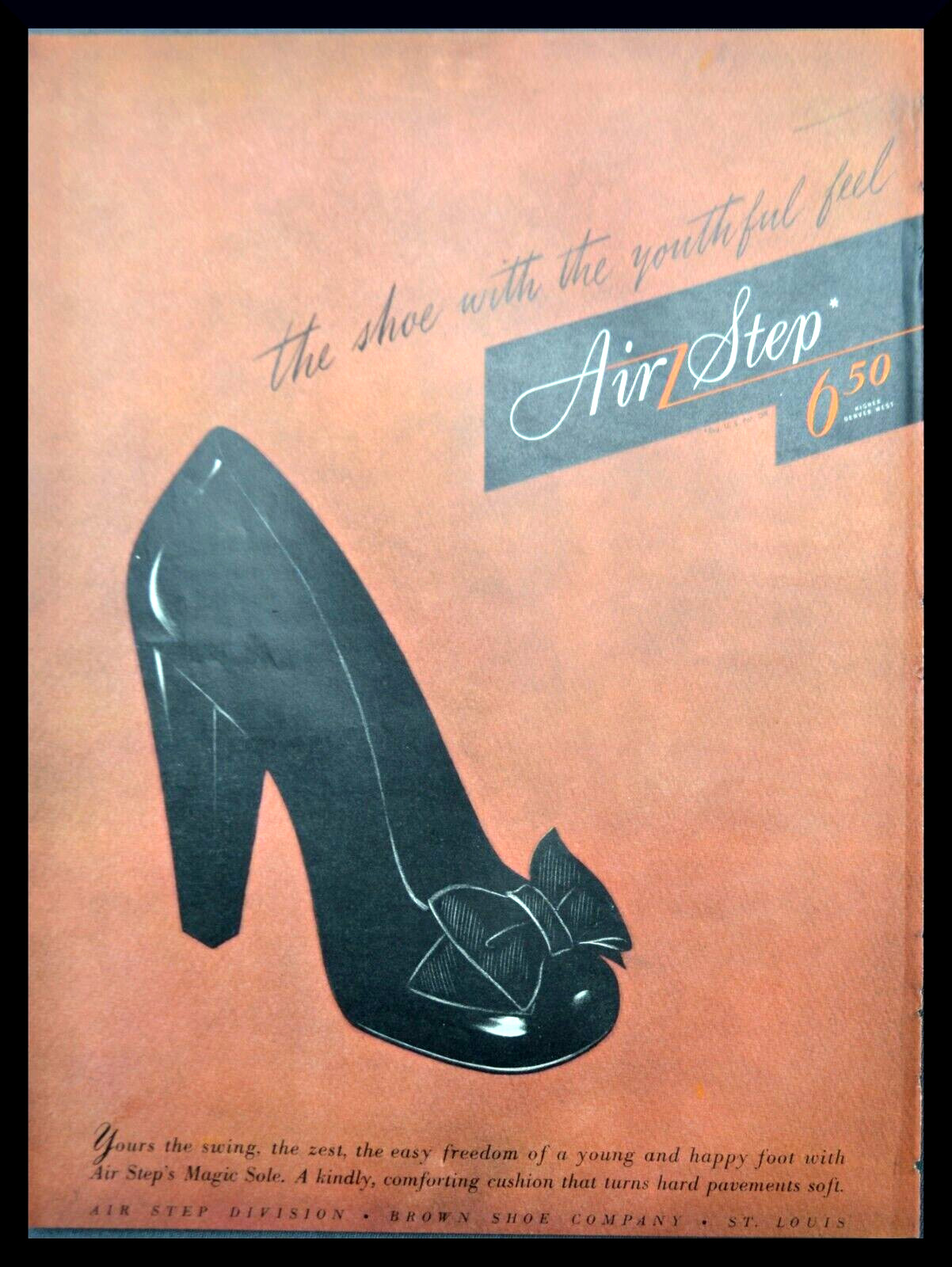 1944 Brown Shoe Co St Louis MO Air Step Vintage 1940's Women's Style Footwear Ad