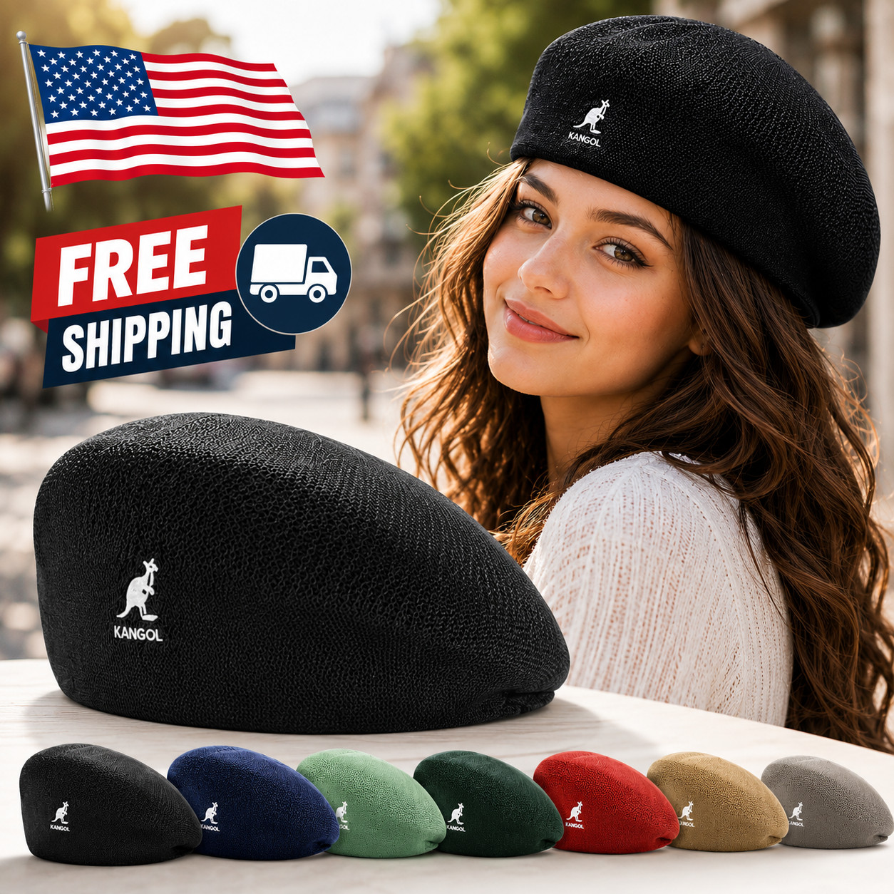 Kangol Breathable Beret Hat Summer Casual Woven Caps Mens Women Luxury Mesh Cap