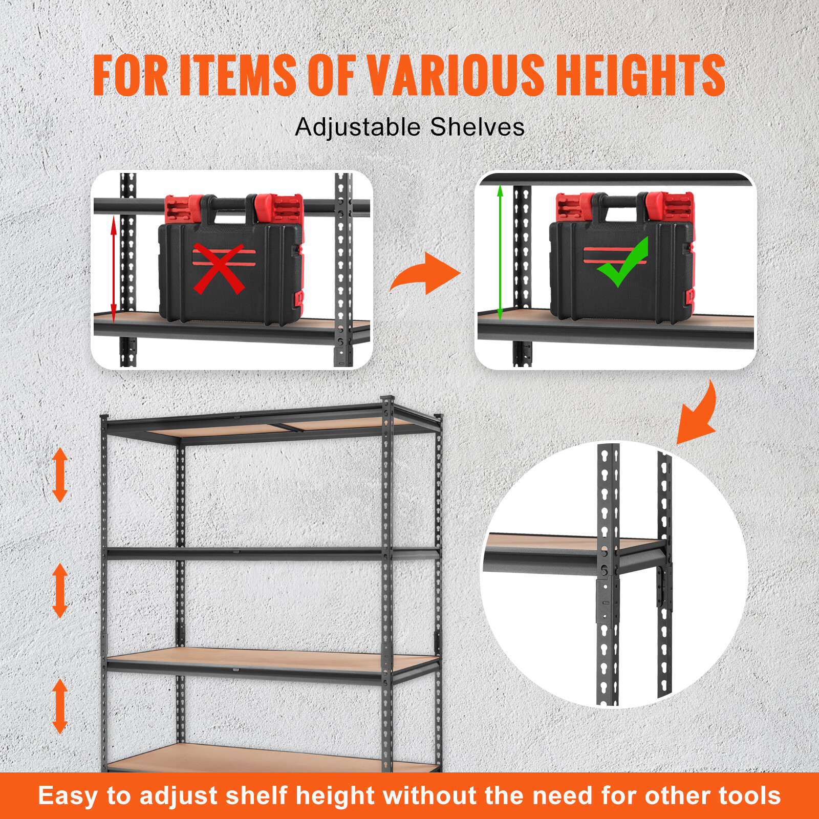 Storage Shelving Unit Garage Storage Rack 5-Tier Adjustable 2000 lbs Load