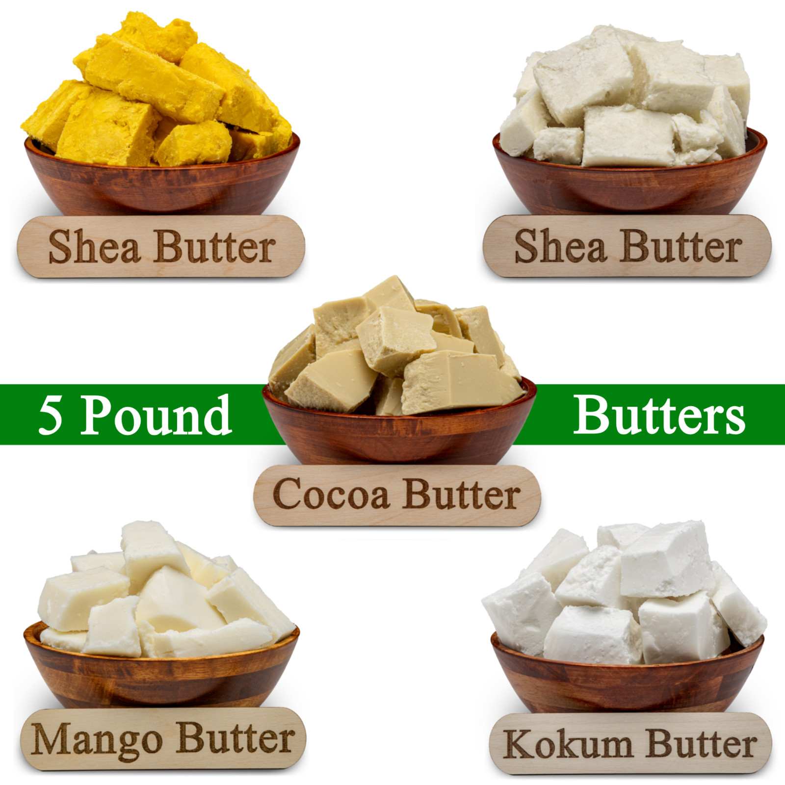 5 lbs. Butters Bulk Wholesale 100% Pure Raw Natural Organic Skin Face Body Hair