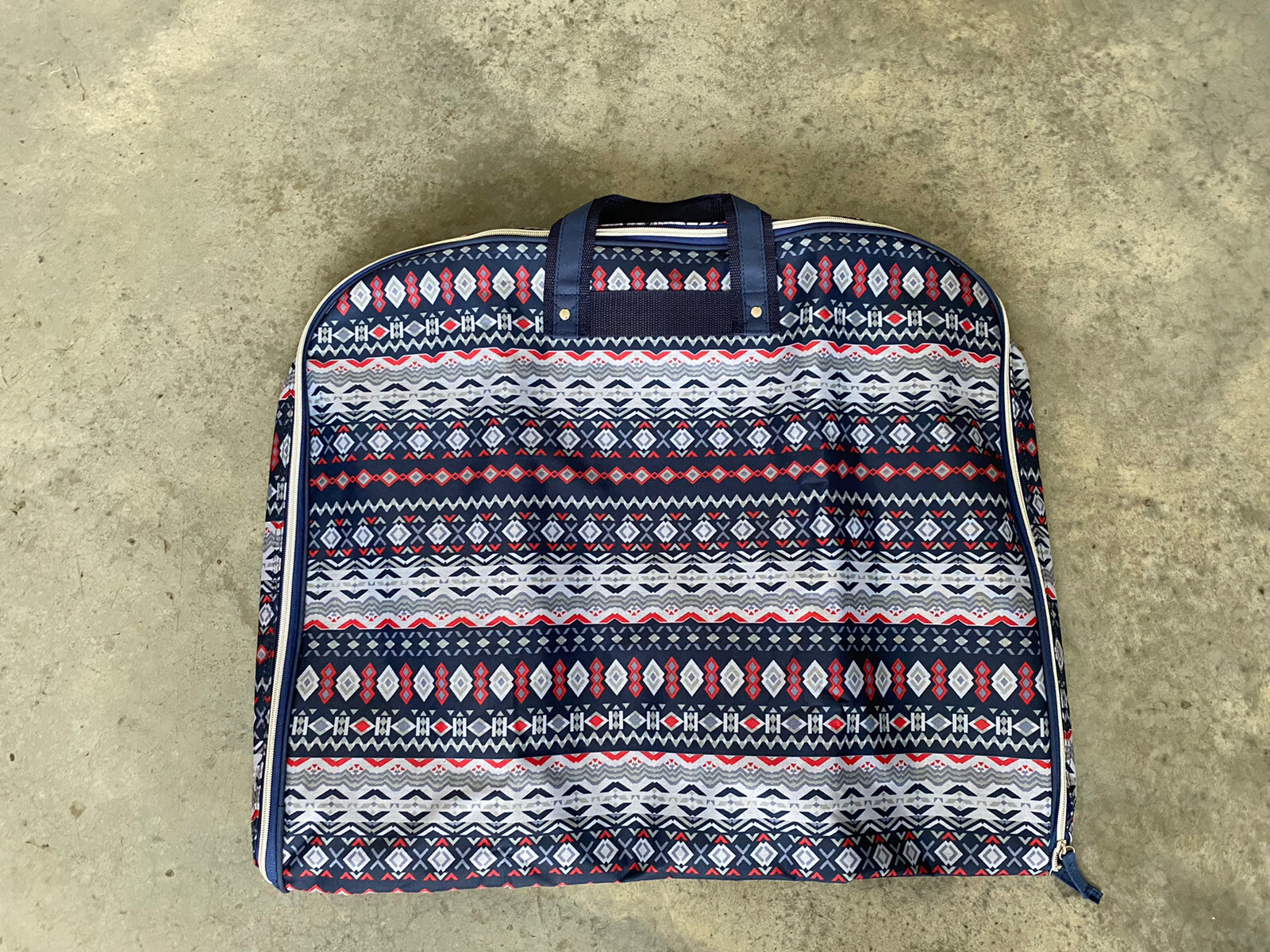 Red Blue Grey Patterned Large Luggage Bag 24” x 20” / A18
