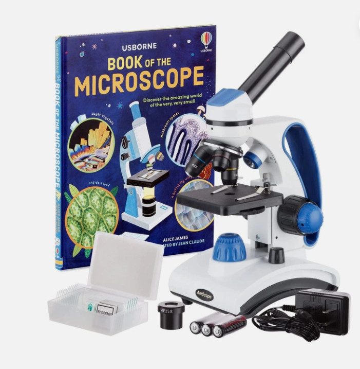 AmScope M162C-2L-PB10 40X-1000X Student Microscope Kit New Open Box