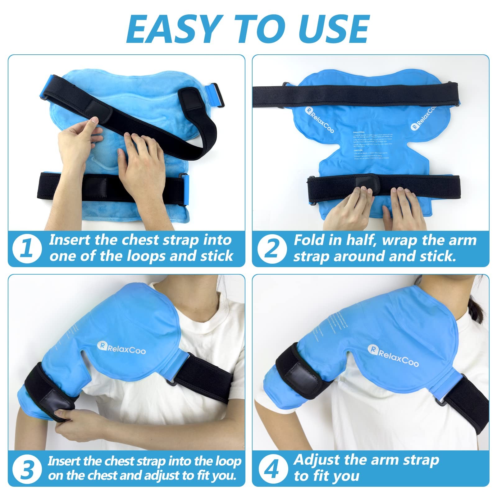 RelaxCoo Shoulder Ice Pack Rotator Cuff Cold Therapy, Reusable Standard, Blue