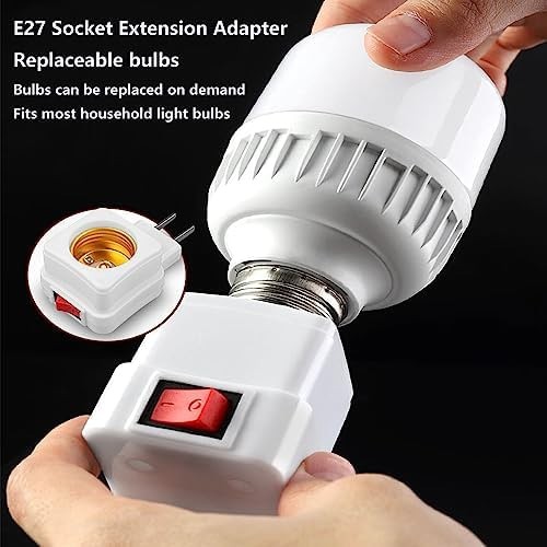 E26/E27 Socket Extension Adapter with Switch,Plug-in Light Socket,Convert Out...