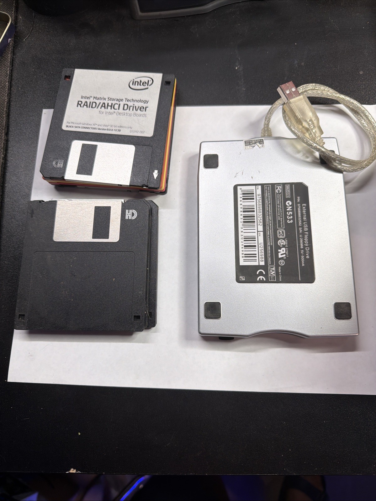 External USB Floppy Drive - N533 - Tested & Working W/ 9 Floppys