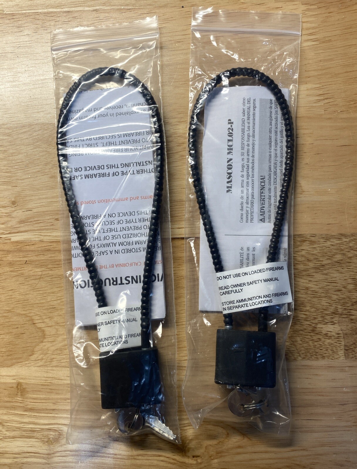 (2) Steel Cable Gun Lock 15" - Gun Safety Pistol Shotgun Rifle Firearm Lock