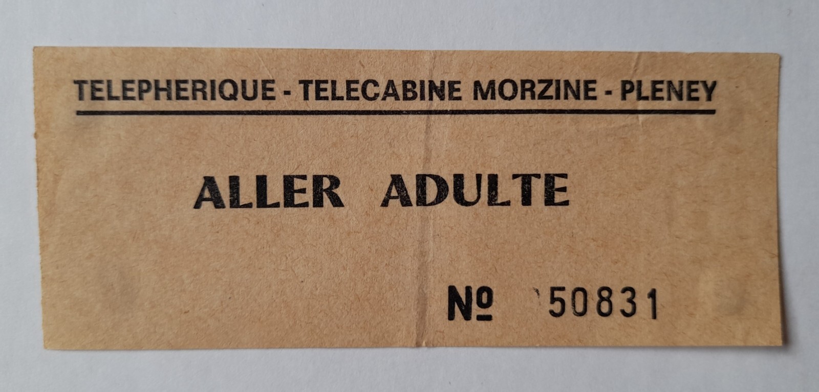 Morzine Pleney Telepherique Telecabine Gondola Ticket France 1989 Aller Adulte