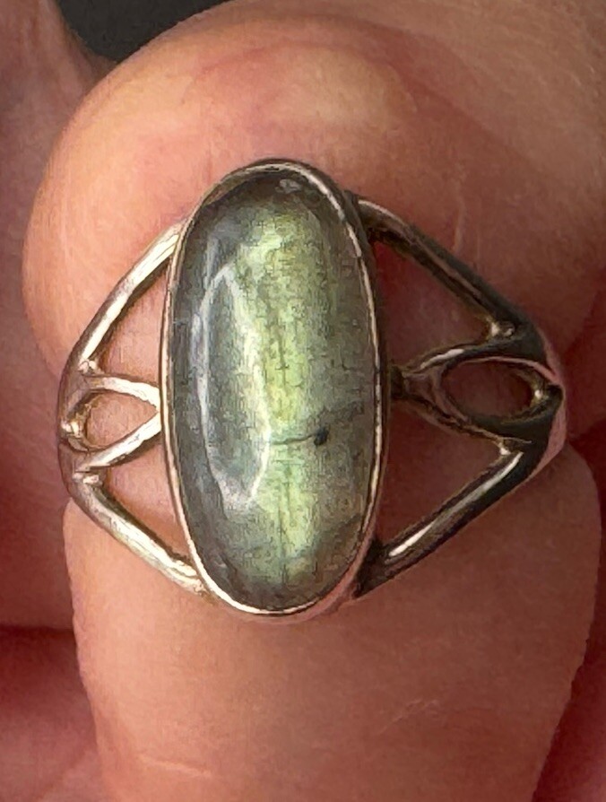 Vintage Stunning Labradorite Ring Sterling 925 Size 5 Healing!