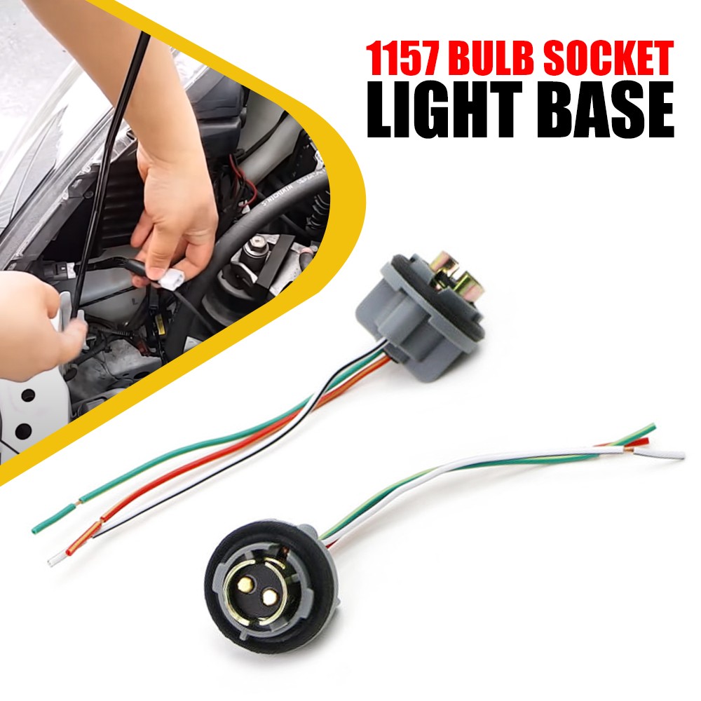 2pcs 1157 2357 LED Brake Stop Turn Light Bulb Socket Harness Wire Pig Tail Plug
