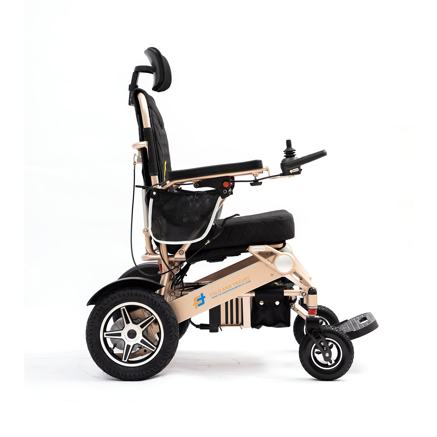 Manual Reclining Lightweight Foldable Electric Wheelchair with Remote Controller