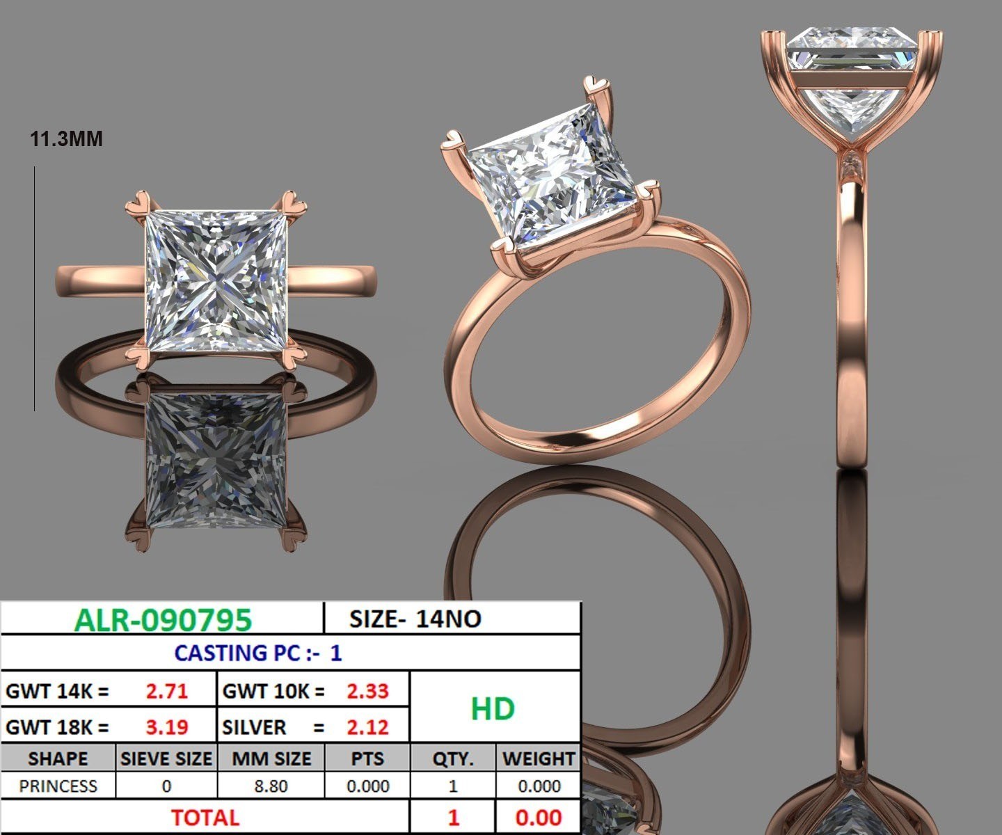 IGI Certified Lab-Grown CVD Diamond – 4.11 Ct Princess Cut, E Color, VS1 Clarity