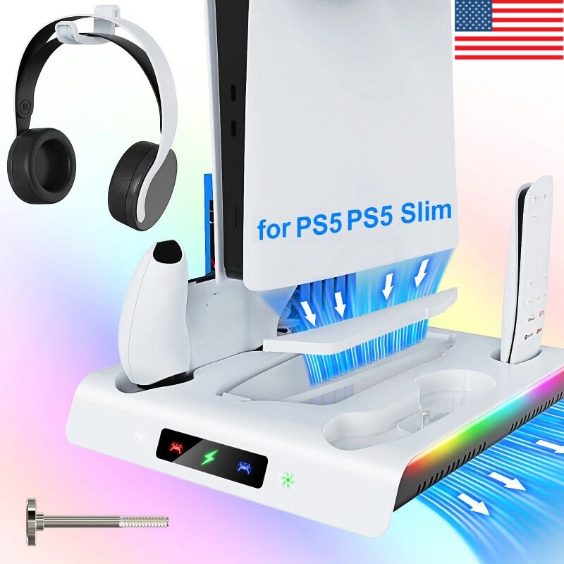 For Playstation 5 Dualsense Controller Charging Station PS5 Cooling Fan White