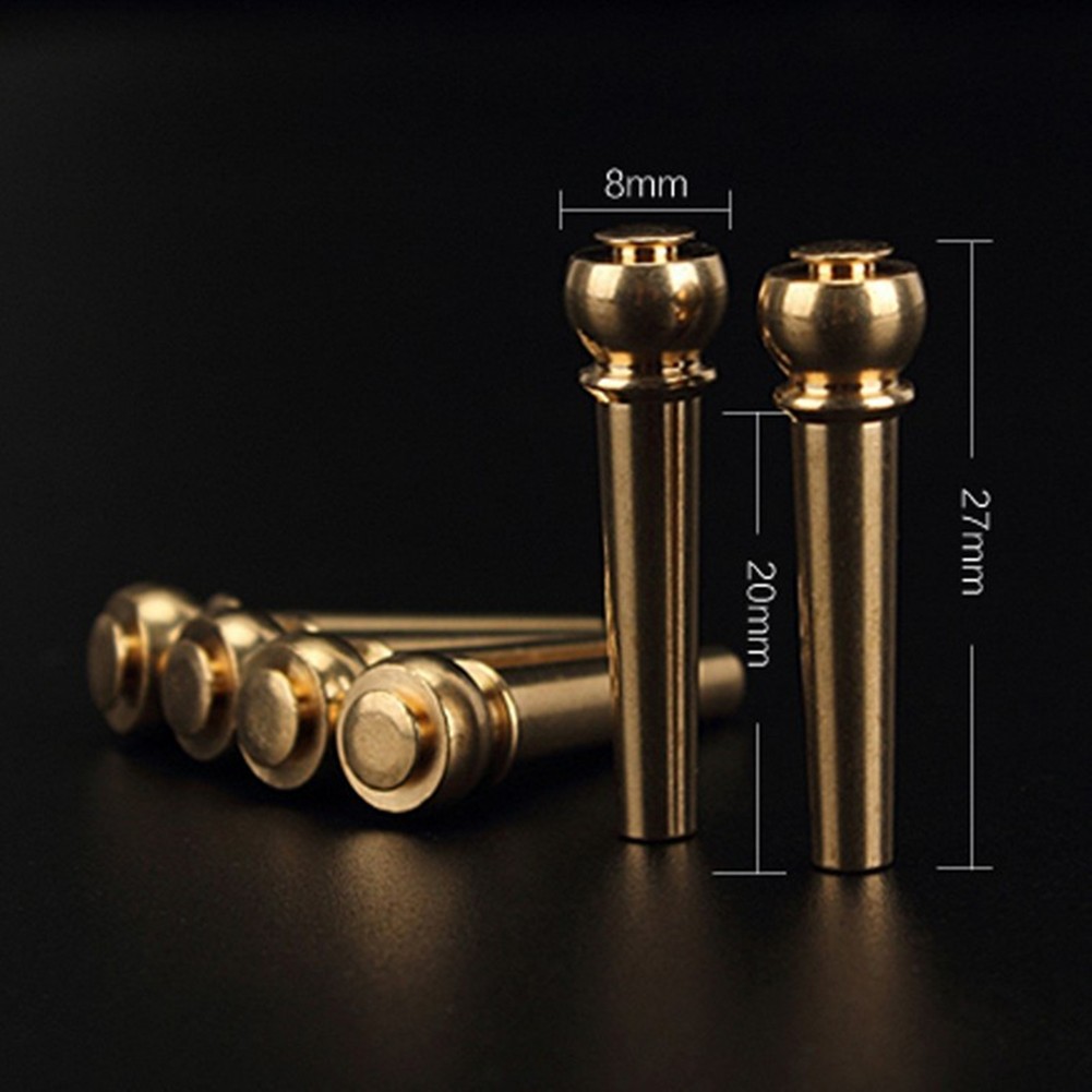 6x Acoustic Guitar Brass Bridge Fixed Pins Cone String Dot Solid String Nails