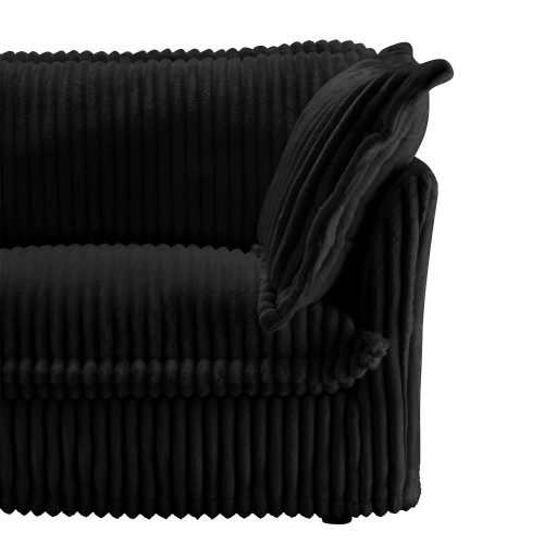 Slip-covered Armchair with 1 Big Back Cushion and 2 Big Toss Pillows Corduroy