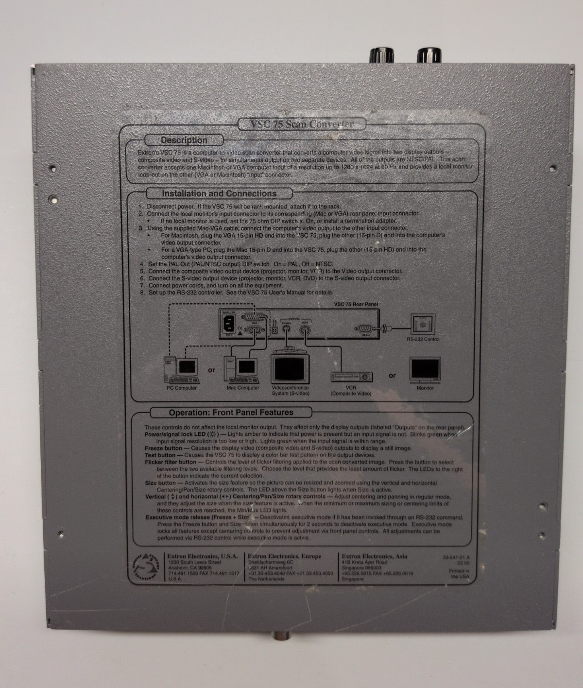Extron VSC-75 Scan Converter - High-Resolution Computer-to-Video Scan Converter