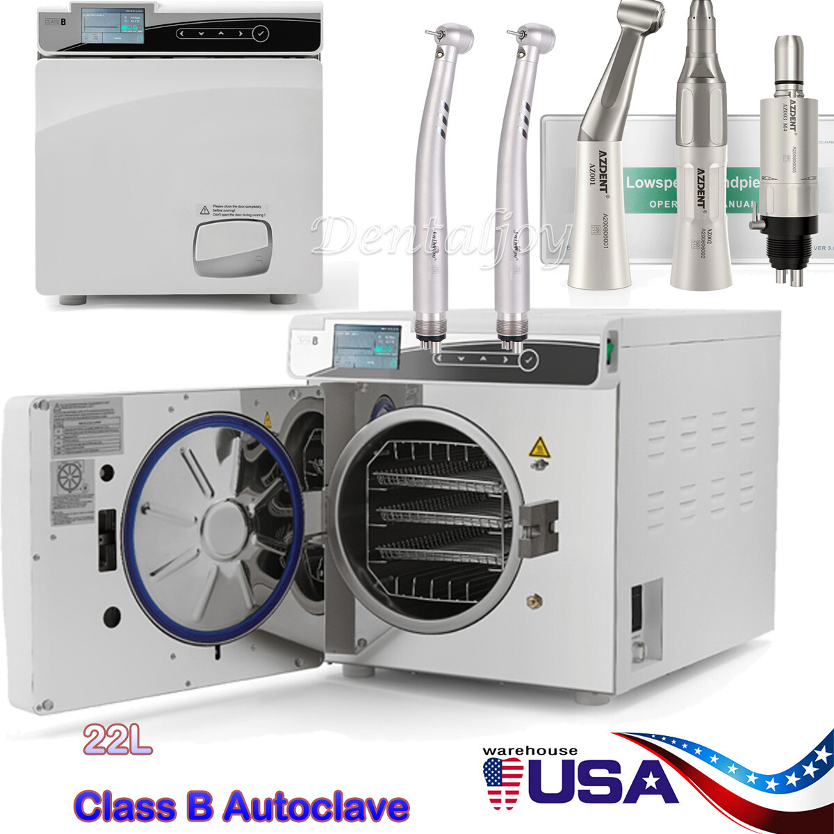 22L Dental Class B Medical Autoclave Vacuum Steam Sterilizer /Handpiece Kit 4H