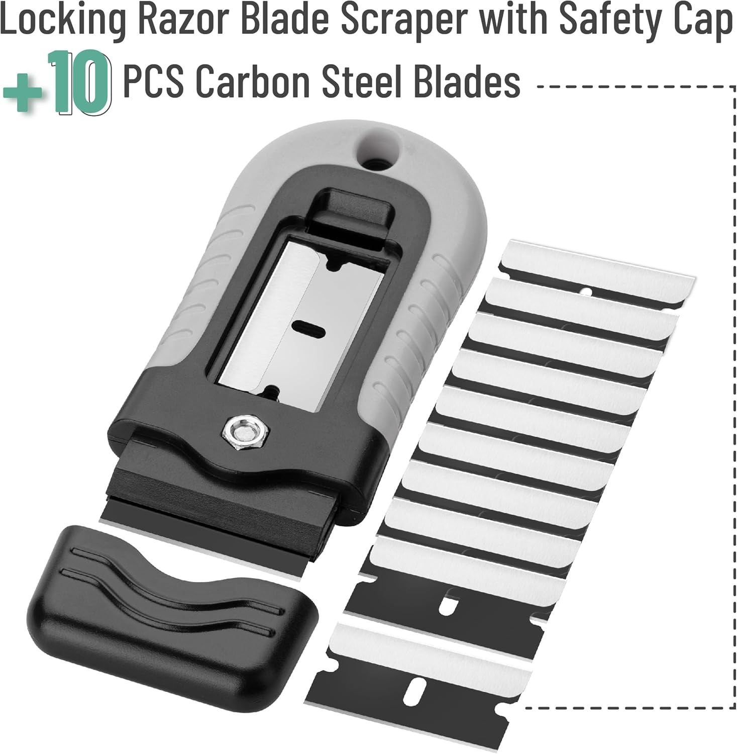 Bates- Razor Blade Scraper Scraper Set with 10 pcs Extra Blades Grey