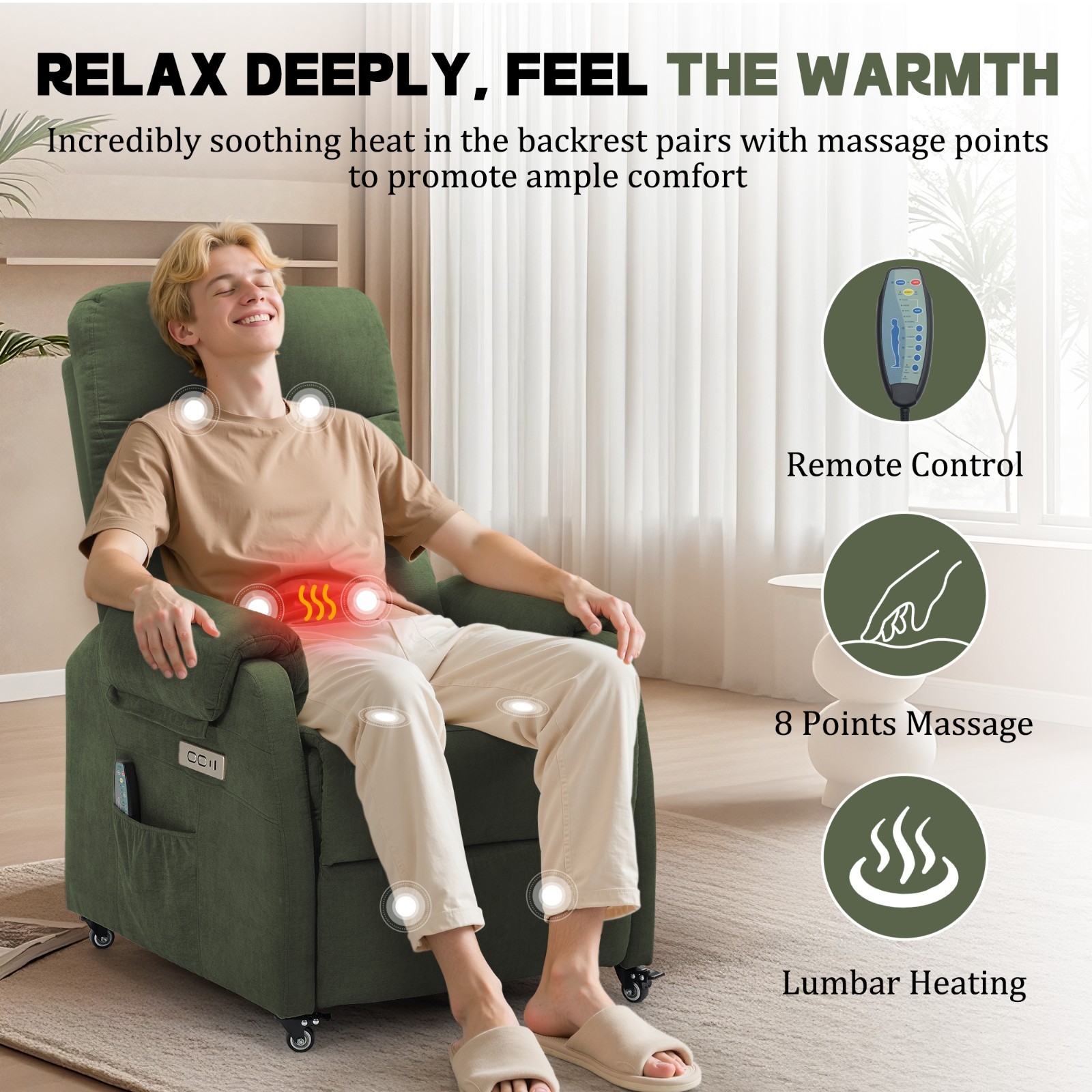 Korser Power Small Recliner Chair with Wheels and USB Ports Electric Recliner