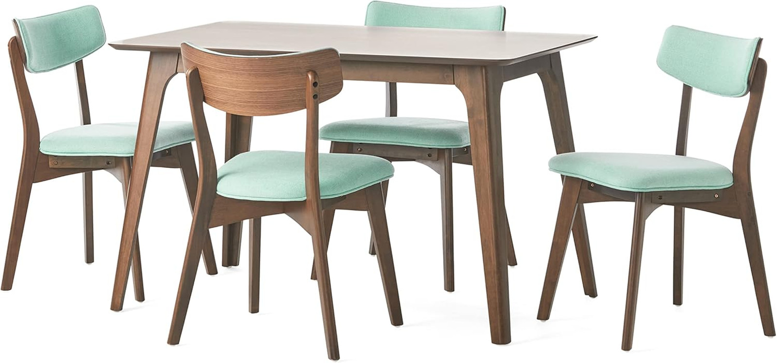 Christopher Knight Home Megann Mid-Century Wood Dining Set with Fabric Chairs, 5