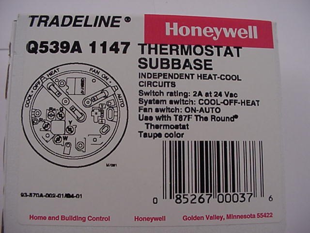 Honeywell Q539A 1147 Thermostat Subbase Use with T87F Ships on the Same Day