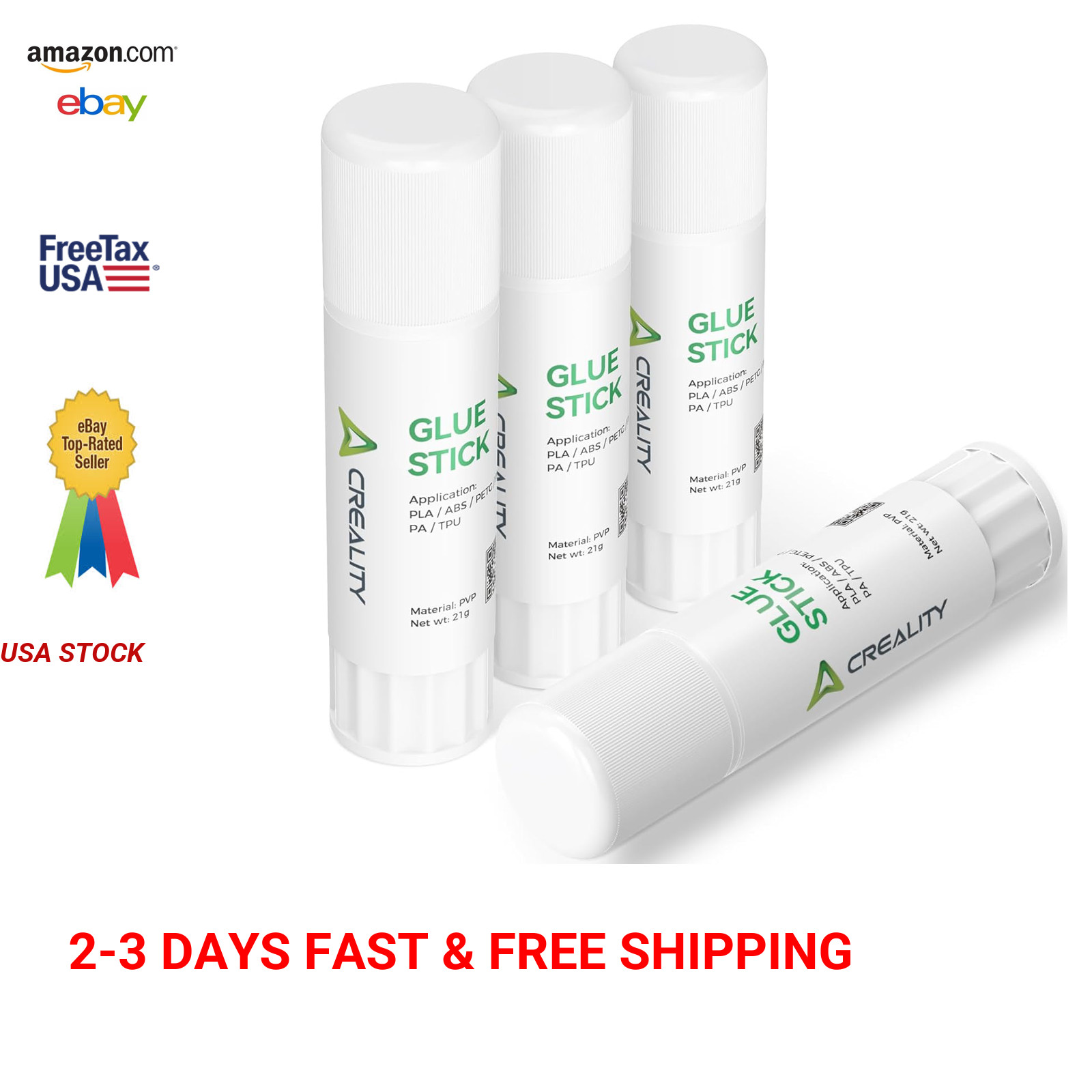 3D Printer Adhesive Glue Sticks for Hot Bed Warping Reduction PVP Pack of 4
