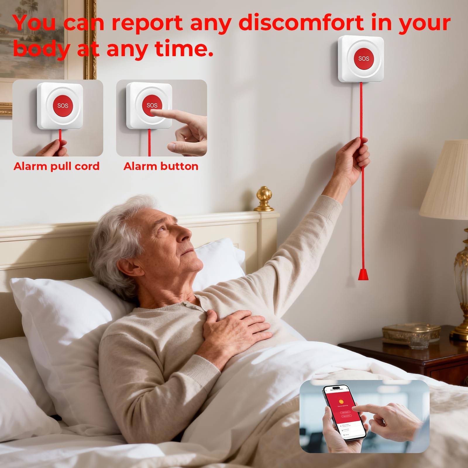 Caregiver Call Button Wireless Call Button for Elderly at Home,WiFi Panic But...