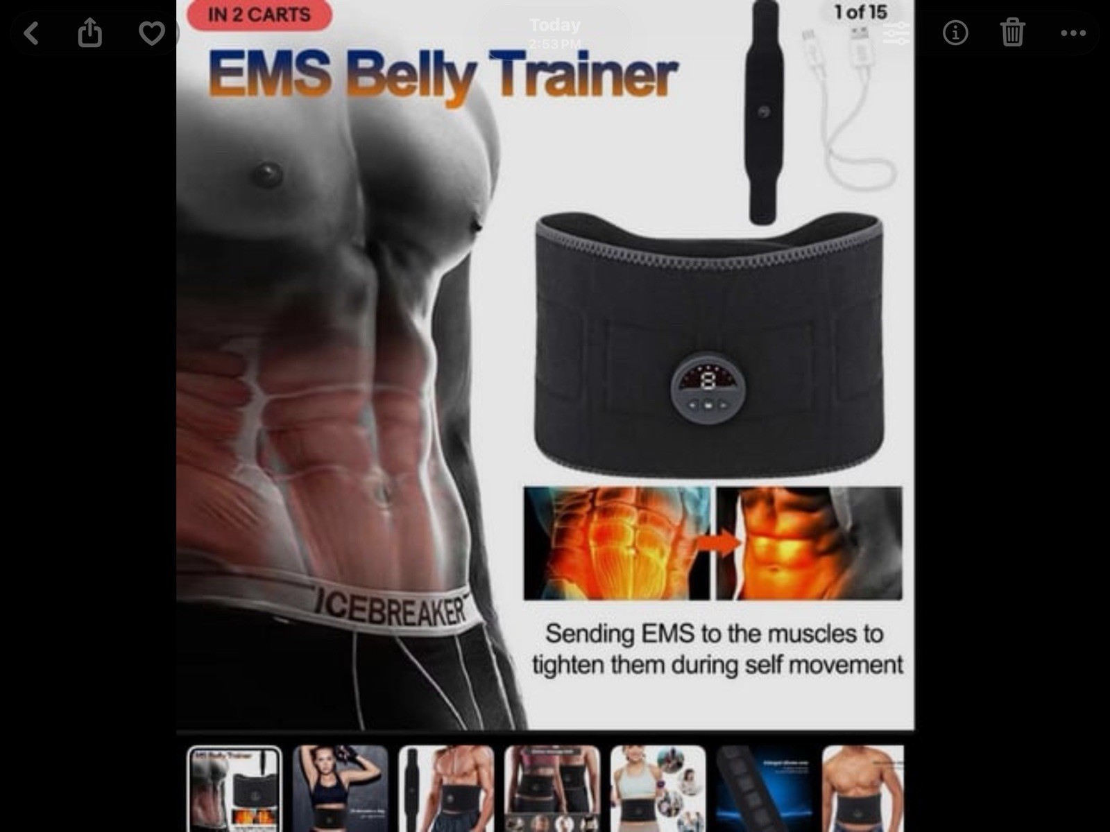 Muscle Stimulator EMS Ab Trainer Men Portable Stimulater Abs Belly Massager