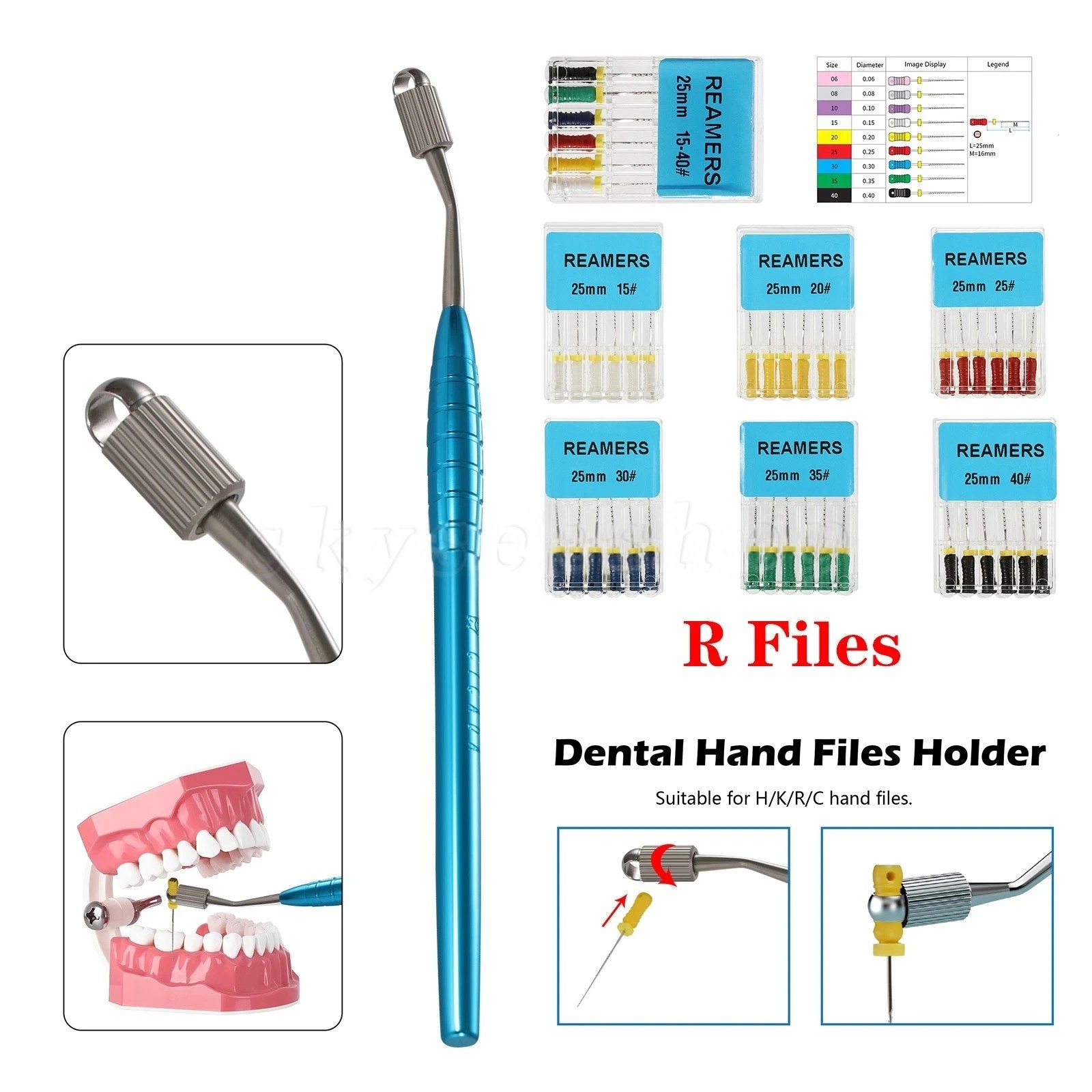 Dental Endodontic Endo File Holder Handle Hand Use Root Canal Clip /R-Files 25mm