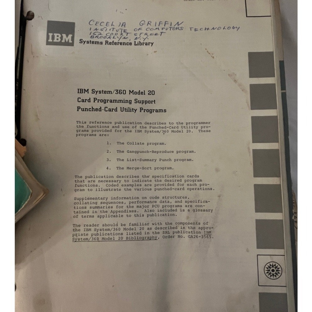Vintage IBM System 360 Model 20 Punched-Card Utility Programs 1970s Collection