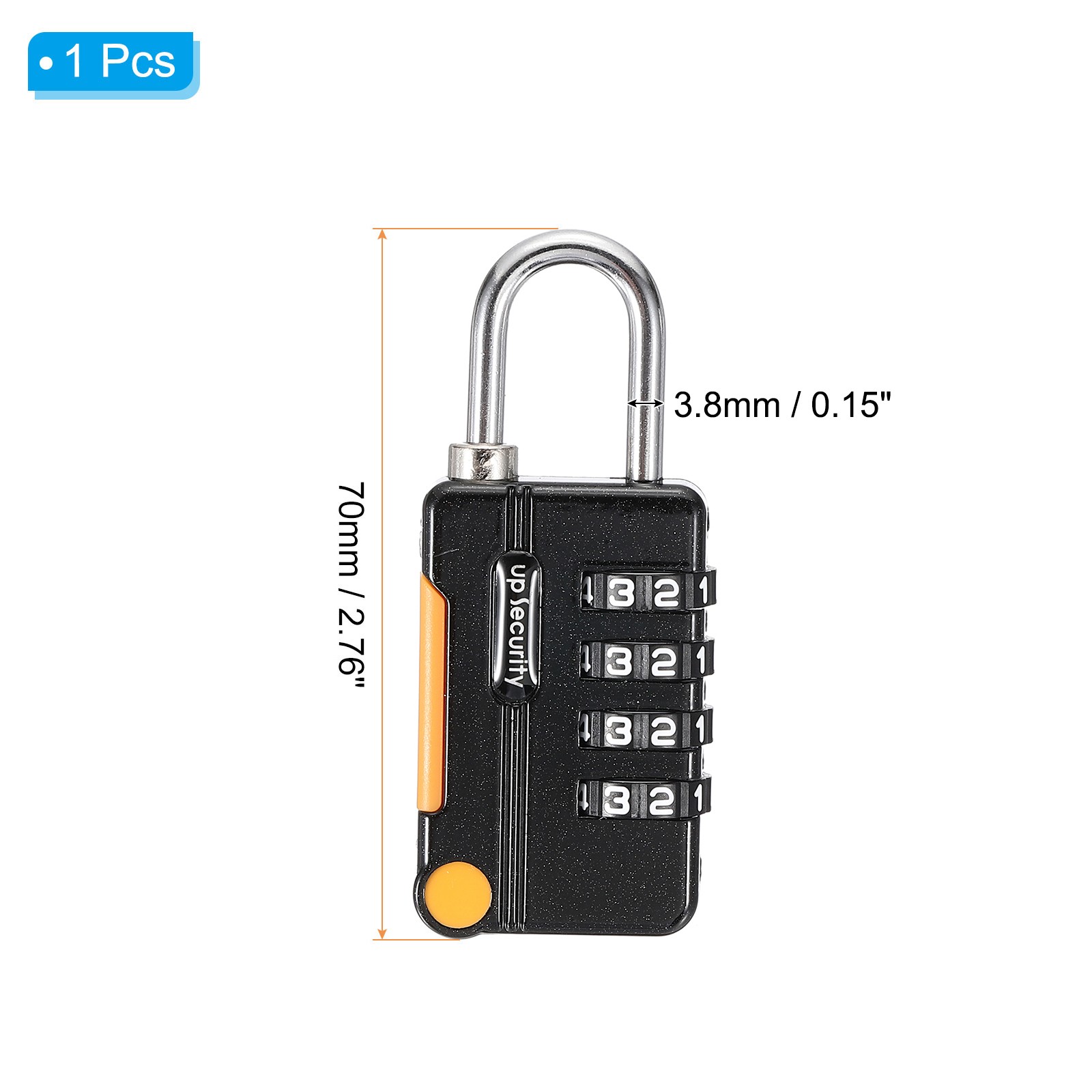 1Pcs 3Ft 4 Digit Combination Lock DIY Security Cable Padlock Black