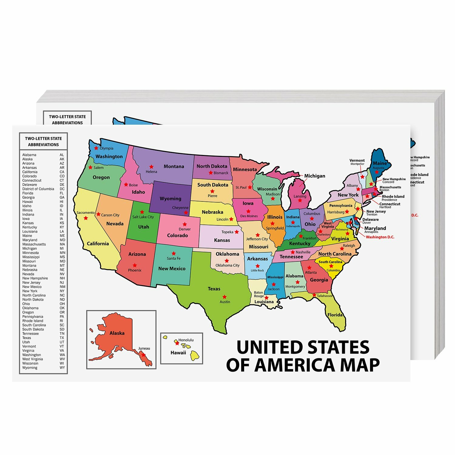 United States Map - USA Poster, US Educational Map - 11 x 17 - 10 Per pack