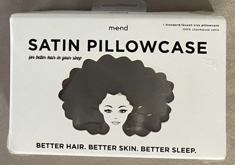 Mend Satin Pillowcase 1 Standard/Queen Size Gray NEW