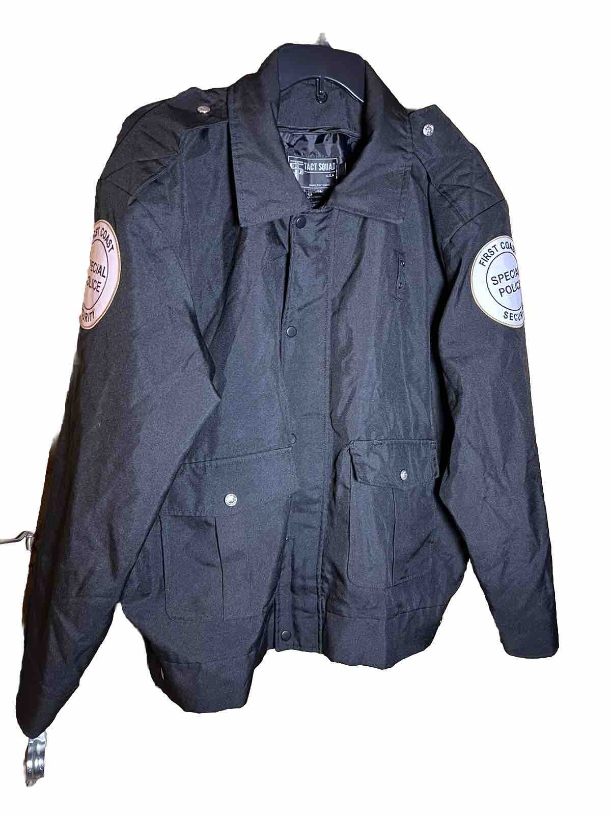 Tact Squad Tactical Jacket Men’s XL Style 1009 Black Patches Security Police