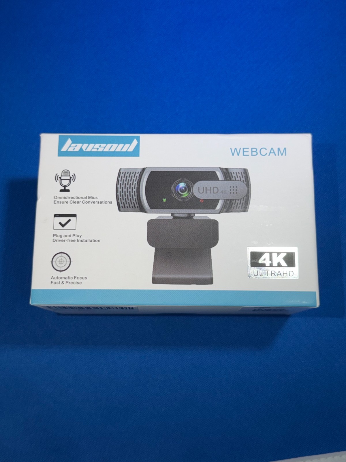 Lavsoul 4K Webcam Black USB Autofocus Mic
