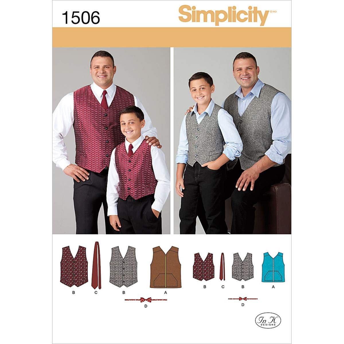 1506 Husky Boy's and Big and Tall Men's Vest Sewing Patterns, Child's Sizes S...