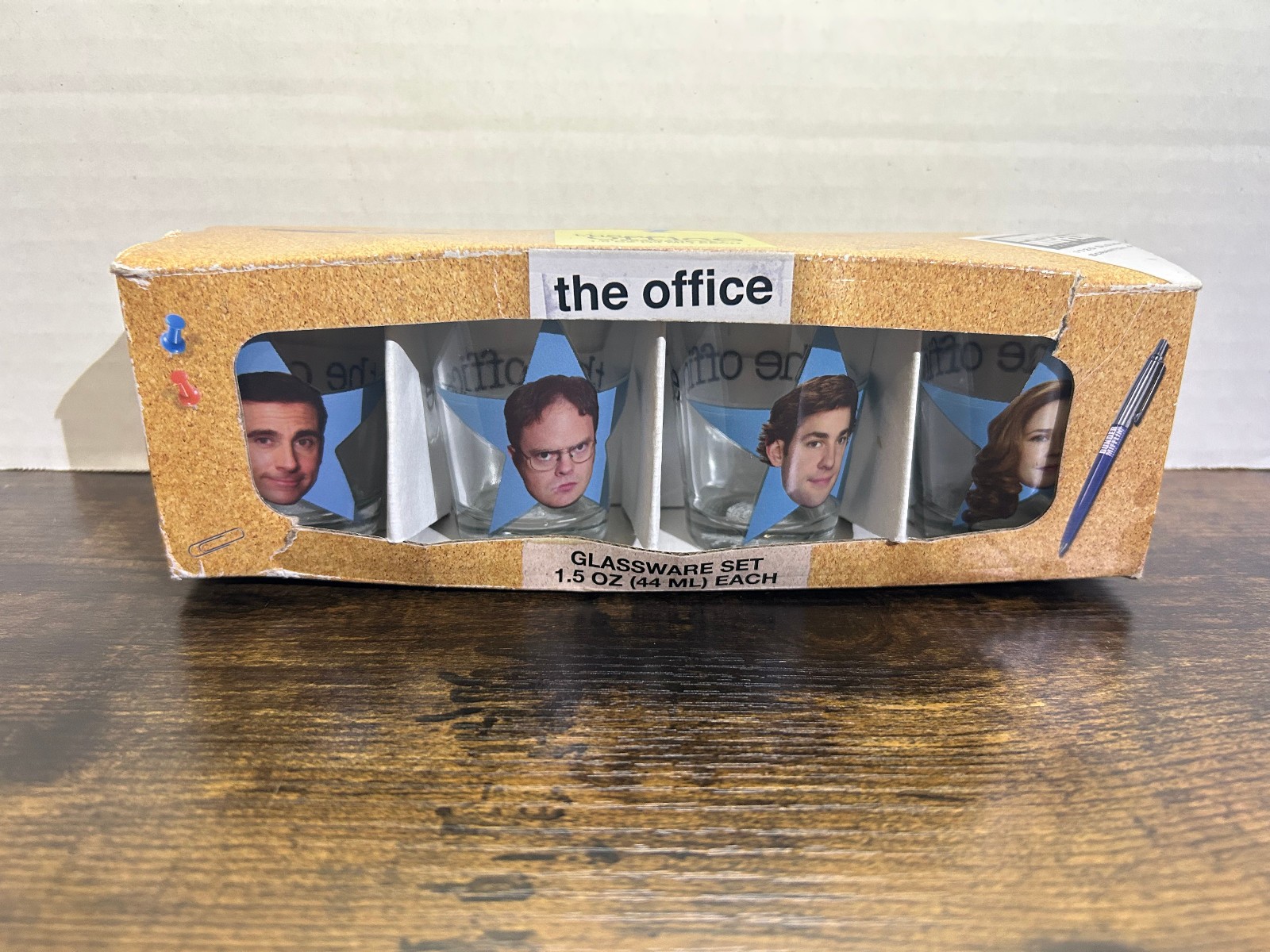 The Office Glassware Set 4 Shot Glasses 1.5 oz New with Box TV Sitcom