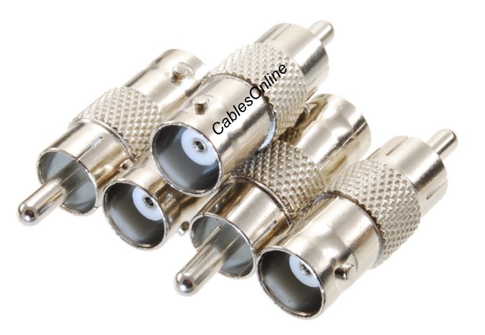5-Pack BNC Female to RCA Male 75ohm Coaxial Metal Adapter, AV-A01-5