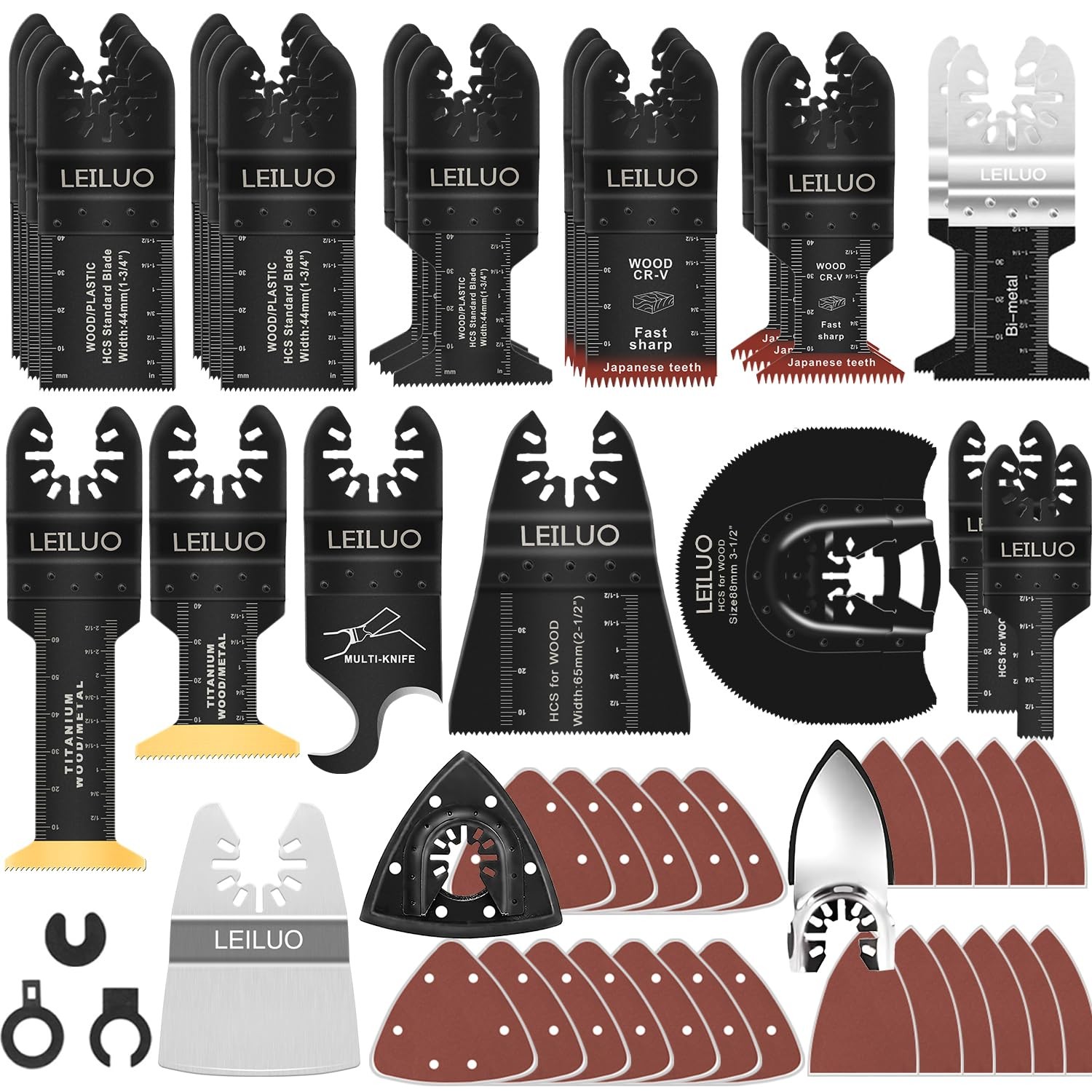 LEILUO 156 Pcs Multitool Blade Kits Oscillating Tool 156Pcs Set, BLACK