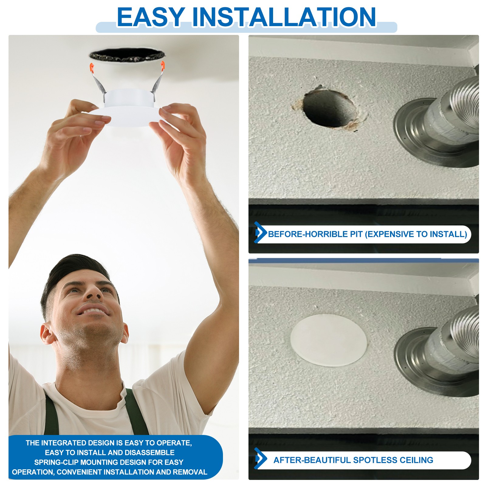1Pack 7.3" Spring Ceiling Cover Plate Suitable for 5-7 " Round Hole, White