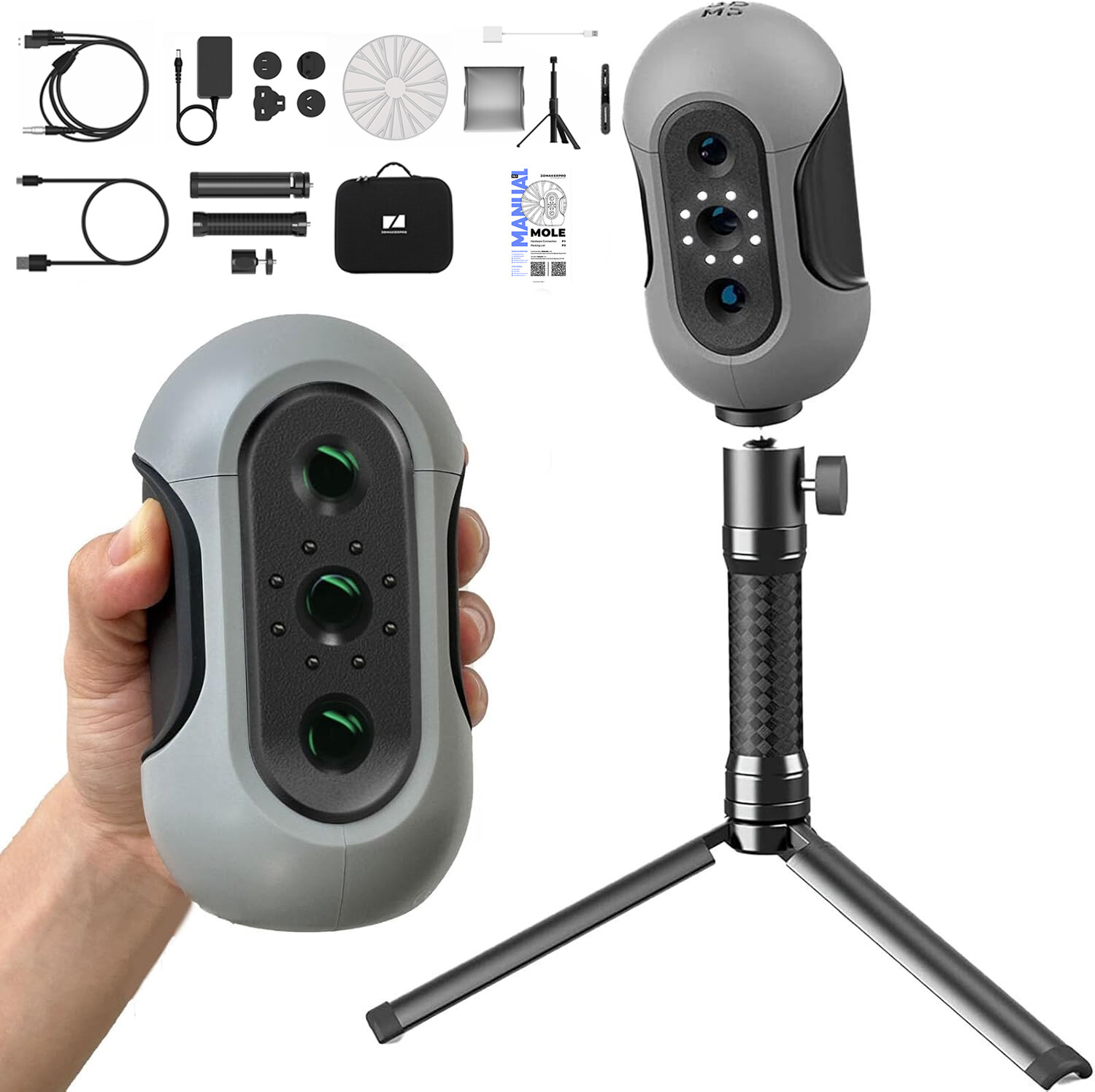 3DMakerpro Mole 3D Scanner Luxury 0.05mm Accuracy 0.1mm Resolution 10FPS Y2U2